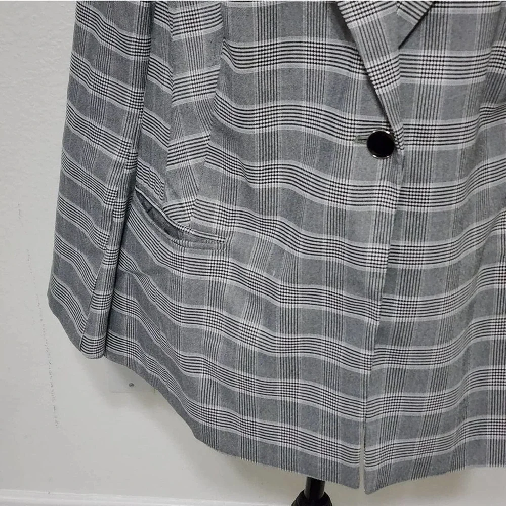 𝅺Lane Bryant black and white plaid long blazer jacket plus size‎ 20